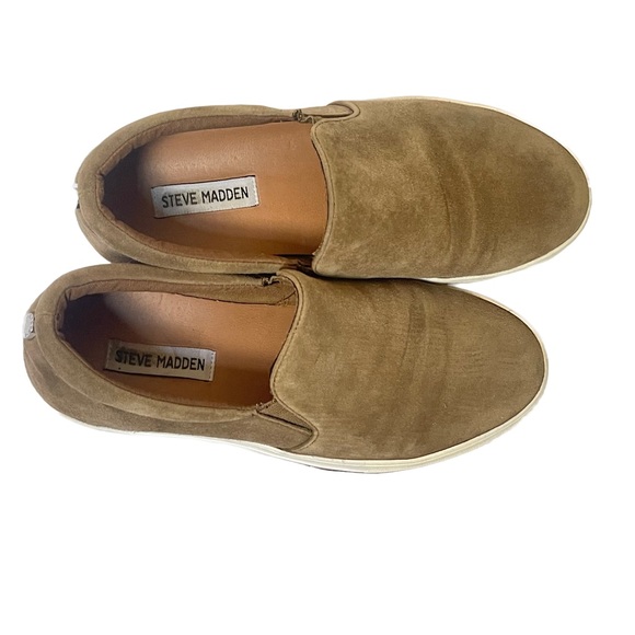 Steve Madden Khaki Green Suede Slip-On Sneakers - Size 9 Casual Comfort Summer - Picture 3 of 6